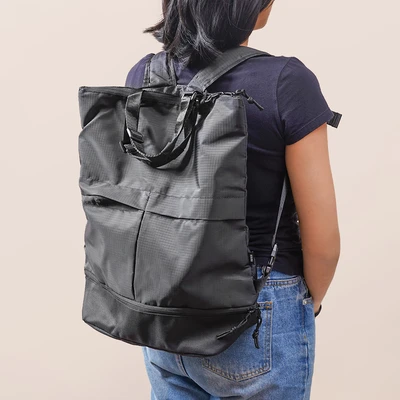 Gambar Ataru Tote Bag Backpack Nylon 2In1 - Hitam