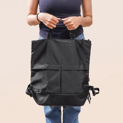 Gambar Ataru Tote Bag Backpack Nylon 2In1 - Hitam