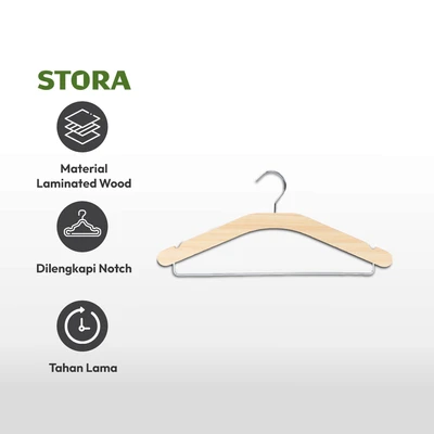 Gambar Stora Hanger Baju Kayu Laminated 43x0.8x19.5 cm Set 5 pcs