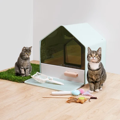 Gambar Paws N Tail Villa Toilet Kucing Dengan Tray - Biru