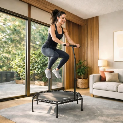 Gambar Kinetic 112 cm Trampoline Dengan Handle Bar Hrtr09E
