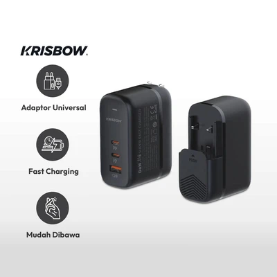 Gambar Krisbow Travel Adaptor Usb A & Type C 65 Watt Qc