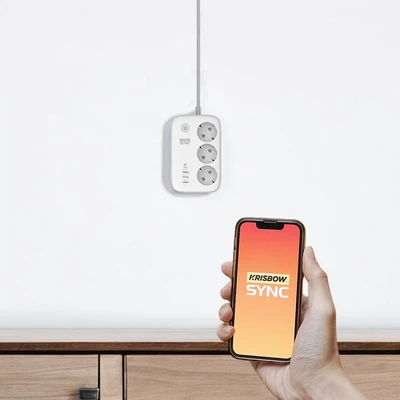 Gambar Krisbow Sync Smart Stop Kontak 3 Soket Ekstensi Dengan USB A & Type C