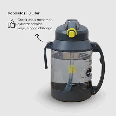 Gambar Kris Rocky Botol Minum Tritan 1.8 Liter - Abu-Abu