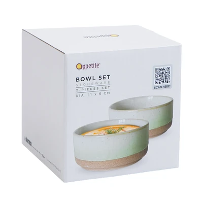 Gambar Appetite Mangkuk Glaze 11 cm Brava Set 2 pcs - Hijau