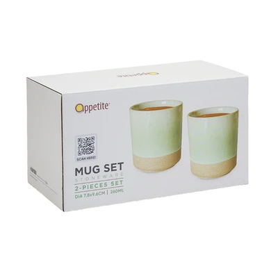 Gambar Appetite Brava Cangkir Stoneware 260 ml Set 2 pcs - Hijau Glaze