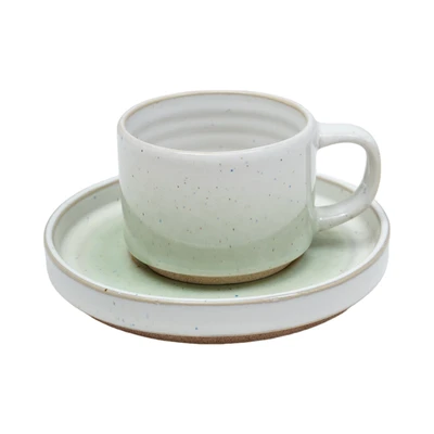 Gambar Appetite Brava Cangkir Stoneware Dengan Saucer Glaze 100 ml Set 2 pcs - Hijau