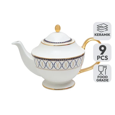 Gambar Appetite Prima Poem Teko & Cangkir Keramik Dengan Saucer Set 9 Pcs - Putih