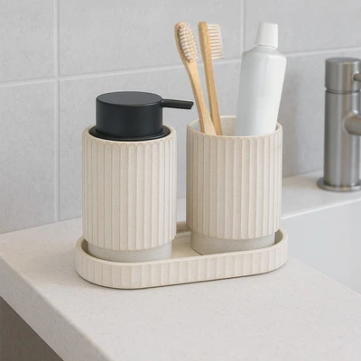 Gambar Informa Set 3 Pcs Melody Perlengkapan Kamar Mandi - Krem Beige