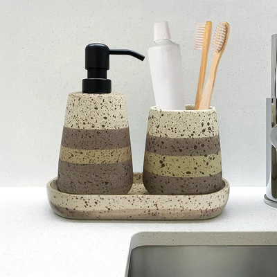 Gambar Informa Set 3 Pcs Mason Perlengkapan Kamar Mandi - Krem Beige