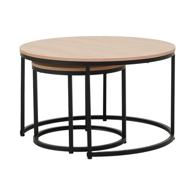 Gambar Informa Jesse Meja Tamu & Meja Sisi Round Set 2 pcs - Cokelat Oak