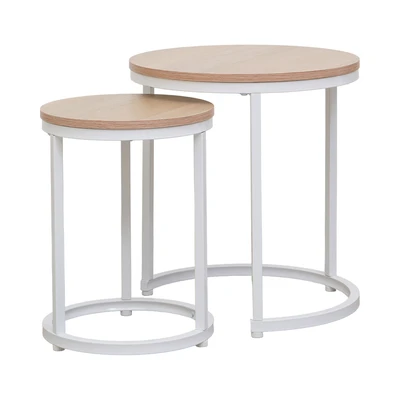 Gambar Informa Joel Meja Tamu & Meja Sisi Round Set 2 pcs - Cokelat Oak