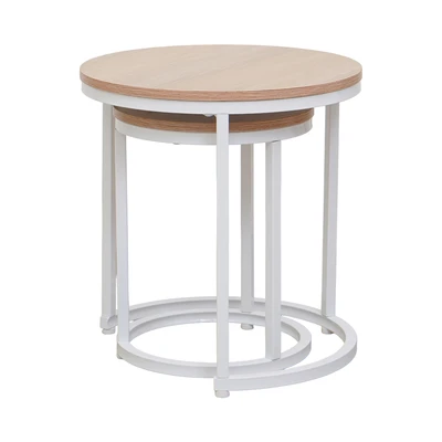 Gambar Informa Joel Meja Tamu & Meja Sisi Round Set 2 pcs - Cokelat Oak