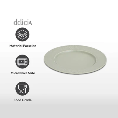 Gambar Delicia Neosilk Piring Saji Dessert Porcelain 21 cm - Hijau