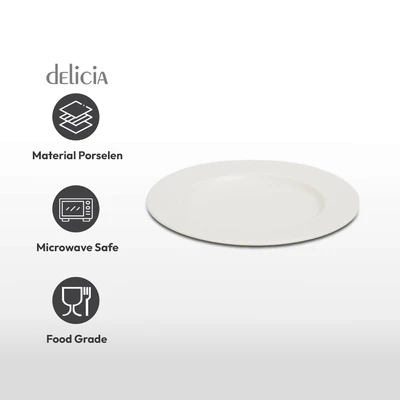 Gambar Delicia Neosilk Piring Saji Dessert Porcelain 21 cm - Putih