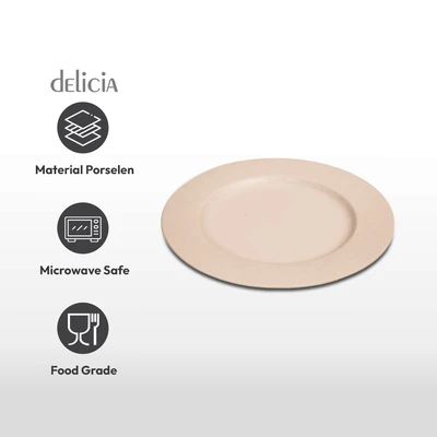 Gambar Delicia Neosilk Piring Makan Porcelain 27 cm - Cokelat