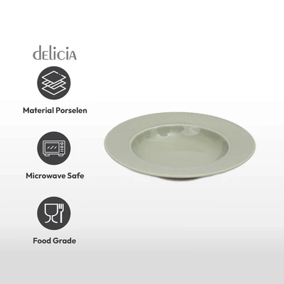 Gambar Delicia Neosilk Piring Sup Porcelain 22.5 cm - Hijau