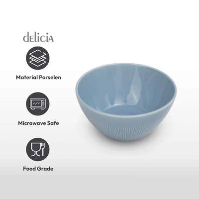 Gambar Delicia Neosilk Mangkuk Saji Porcelain 14.5 cm - Biru