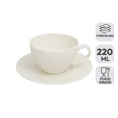 Gambar Delicia Neosilk Cangkir Percelain Dengan Saucer 220 ml - Putih