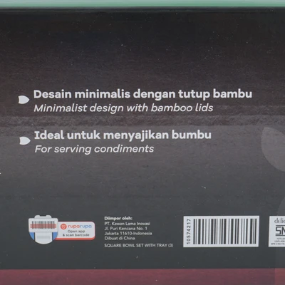 Gambar Delicia Wadah Bumbu Dapur Square Dengan Nampan Set 3 pcs - Putih/Cokelat