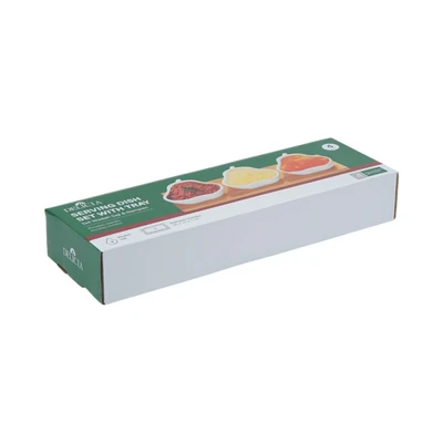 Gambar Delicia Peron Wadah Saji Dengan Nampan Set 3 pcs - Putih/Cokelat