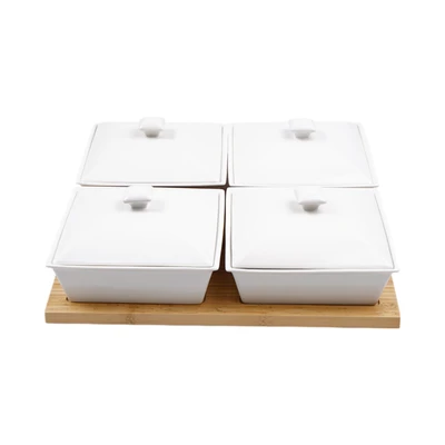 Gambar Delicia Wadah Saji Dengan Nampan Square Set 4 pcs - Mix