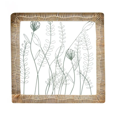 Gambar Informa Hiasan Dinding Multi Leaf Metal & Rotan 80x80 cm - Mix