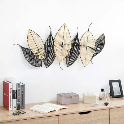 Gambar Informa Hiasan Dinding Multi Leaf Metal & Rotan 101.6x47 cm - Mix