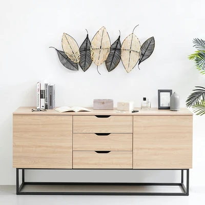 Gambar Informa Hiasan Dinding Multi Leaf Metal & Rotan 101.6x47 cm - Mix