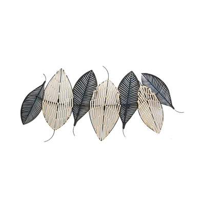 Gambar Informa Hiasan Dinding Multi Leaf Metal & Rotan 101.6x47 cm - Mix
