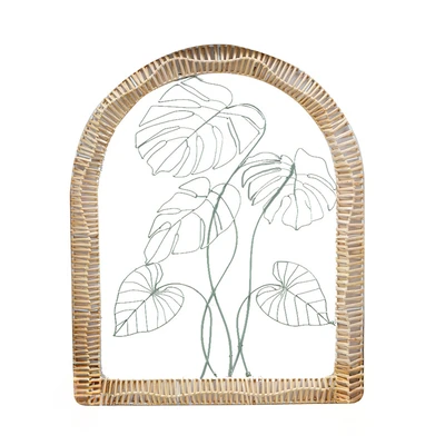 Gambar Informa Hiasan Dinding Multi Leaf Metal & Rotan 64.1x80 cm - Mix