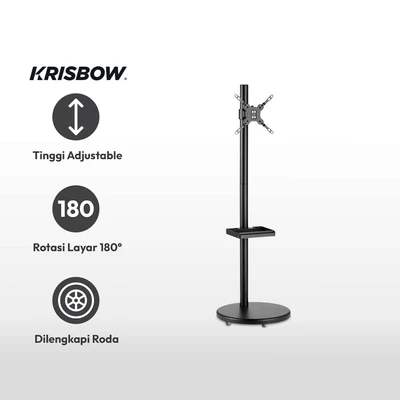 Gambar Krisbow 17-43 Inci Bracket Tv Standing Slim Portable - Hitam