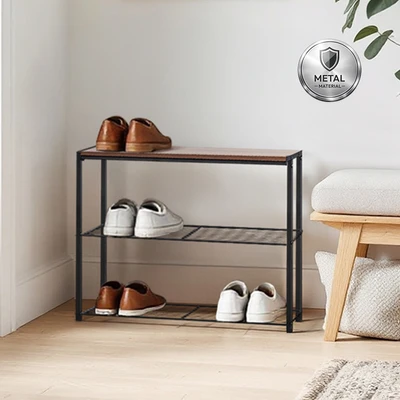 Gambar Selma Norvin Rak Sepatu - Hitam/Cokelat Kayu