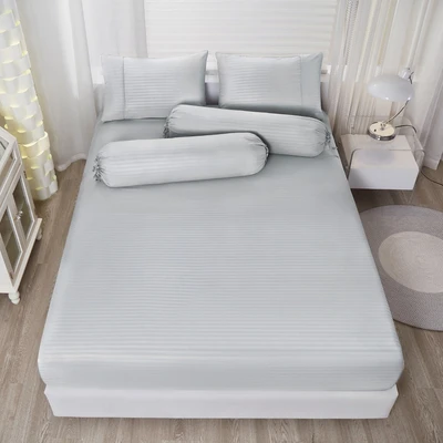 Gambar Informa 160x200 cm Set 5 Pcs Seprai Queen Microfiber - Abu-Abu Muda