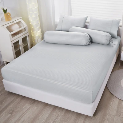 Gambar Informa 160x200 cm Set 5 Pcs Seprai Queen Microfiber - Abu-Abu Muda