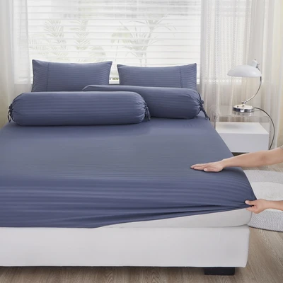Gambar Informa 160x200 cm Set 5 Pcs Seprai Queen Microfiber Emboss - Biru