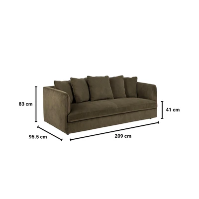 Gambar Nordia Clayton Sofa Fabric 3 Seater - Hijau Olive
