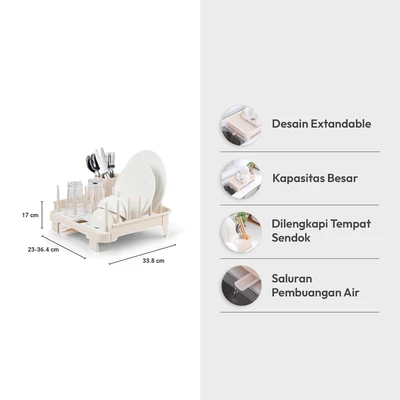 Gambar Informa Sall Rak Piring 1 Tingkat Extendable - Krem Beige