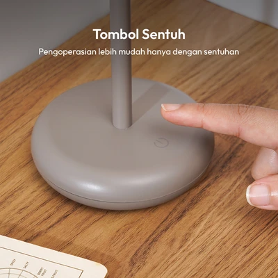 Gambar Eglare Mushroom Lampu Meja LED Rechargeable - Cokelat Milk Tea