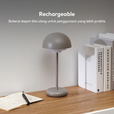 Gambar Eglare Mushroom Lampu Meja LED Rechargeable - Cokelat Milk Tea
