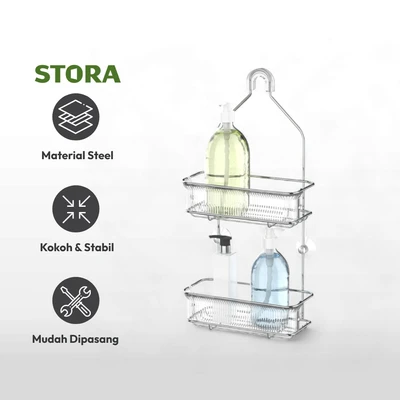 Gambar Stora Rak Gantung Kamar Mandi 2 Tingkat Chrome WK820417R