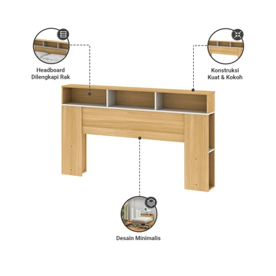 Gambar Informa 160x200 cm Gio Headboard Tempat Tidur - Euro Oak