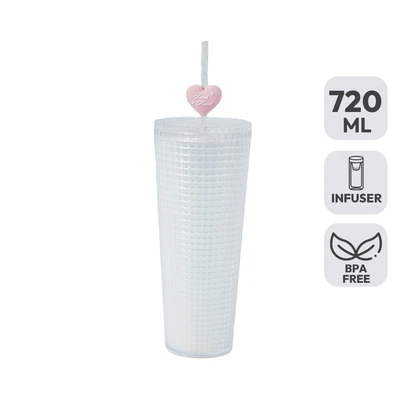 Gambar Ataru Botol Minum Tumbler Plastik Double Wall Dengan Sedotan 720 ml Transparan