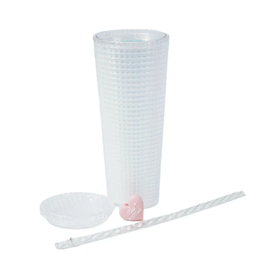 Gambar Ataru Botol Minum Tumbler Plastik Double Wall Dengan Sedotan 720 ml Transparan