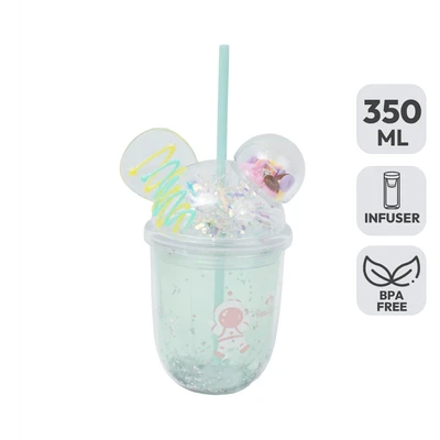 Gambar Ataru Botol Minum Tumbler Plastik Double Wall Dengan Sedotan 350 ml Random