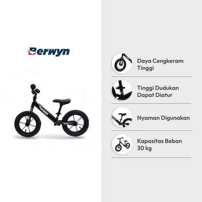 Gambar Berwyn Sepeda Anak Balance Bike Pro - Hitam
