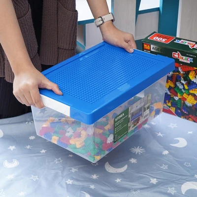 Gambar Stora Kids Brick Kotak Penyimpanan 36.2x24.6x16.5 cm - Biru