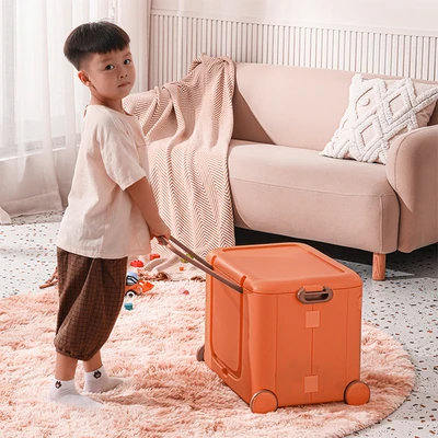 Gambar Stora Kotak Penyimpanan Lipat Roda & Tutup 49x35x38.5 cm - Oranye