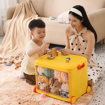 Gambar Stora Kotak Penyimpanan Lipat Roda & Tutup 49x35x38.5 cm - Kuning