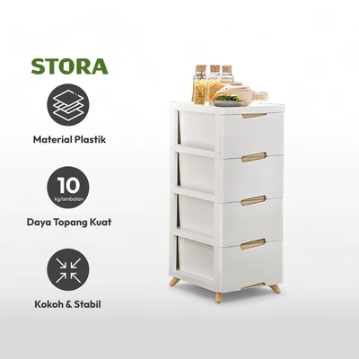 Gambar Stora Bevel Laci Penyimpanan 4 Tingkat - Putih